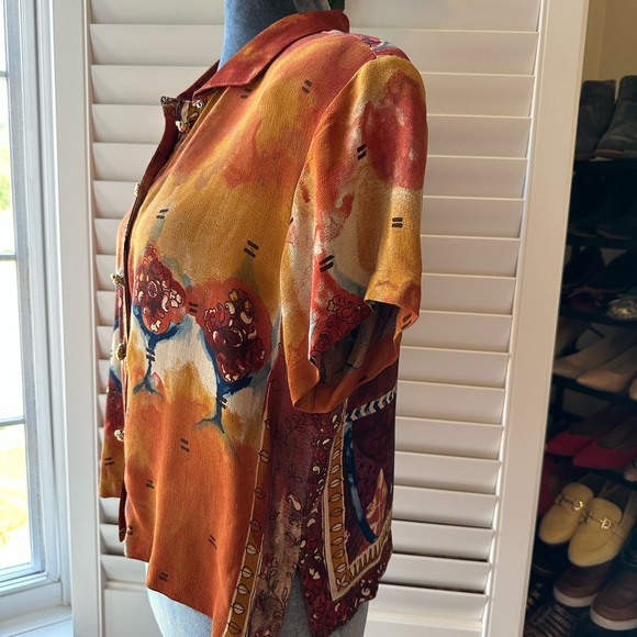 Vintage Platinum Dorothy Schoelen Buttoned Short Sleeve Top size Medium - Picture 6 of 13